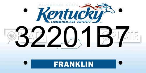 32201B7 Kentucky License Plate