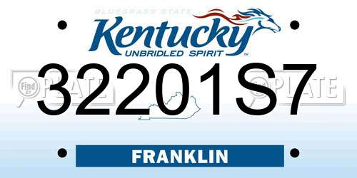 32201S7 Kentucky License Plate