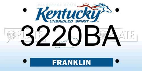 3220BA Kentucky License Plate