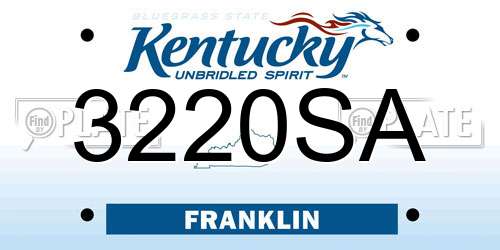 3220SA Kentucky License Plate