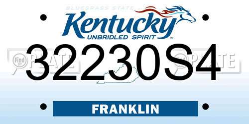 32230S4 Kentucky License Plate