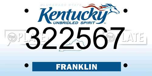 322567 Kentucky License Plate