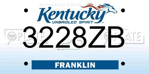 3228ZB Kentucky License Plate