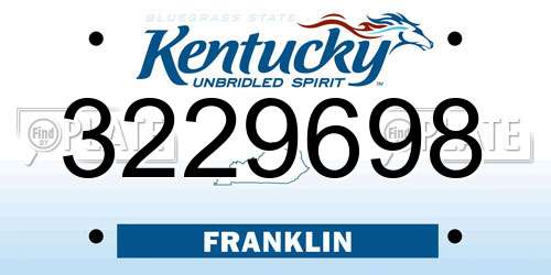 3229698 Kentucky License Plate