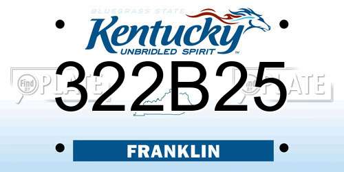 322B25 Kentucky License Plate