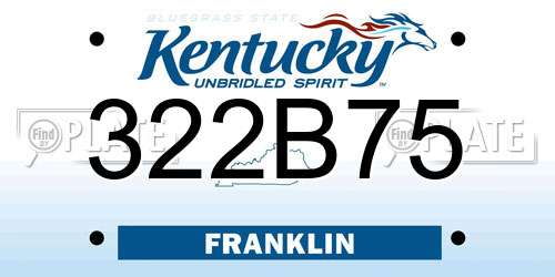 322B75 Kentucky License Plate