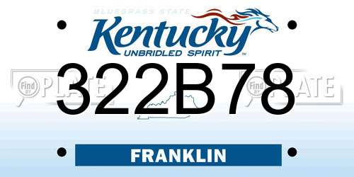 322B78 Kentucky License Plate
