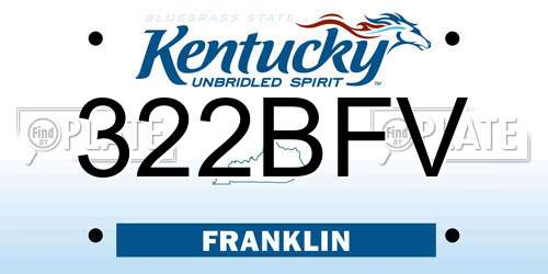 322BFV Kentucky License Plate