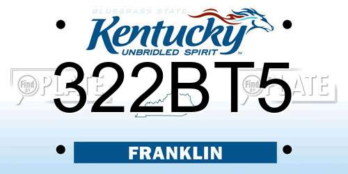 322BT5 Kentucky License Plate