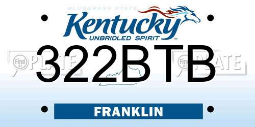 322BTB Kentucky License Plate