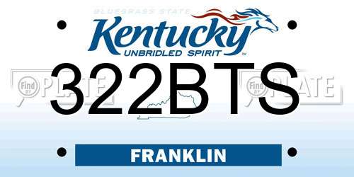 322BTS Kentucky License Plate