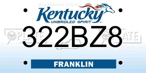 322BZ8 Kentucky License Plate
