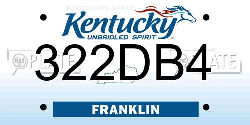 322DB4 Kentucky License Plate
