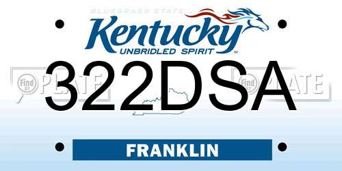 322DSA Kentucky License Plate