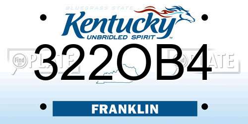 322OB4 Kentucky License Plate