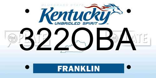 322OBA Kentucky License Plate