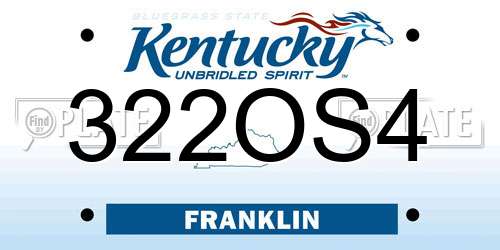322OS4 Kentucky License Plate