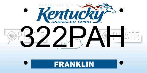 322PAH Kentucky License Plate