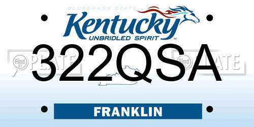 322QSA Kentucky License Plate