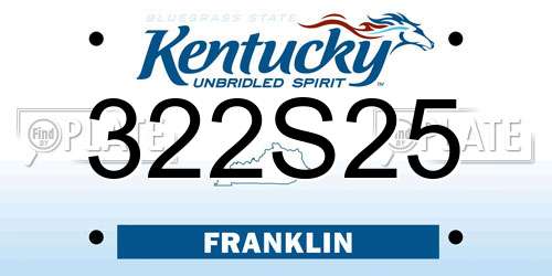322S25 Kentucky License Plate