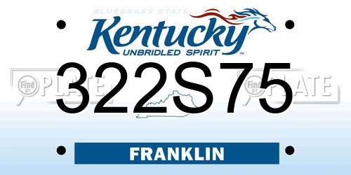 322S75 Kentucky License Plate