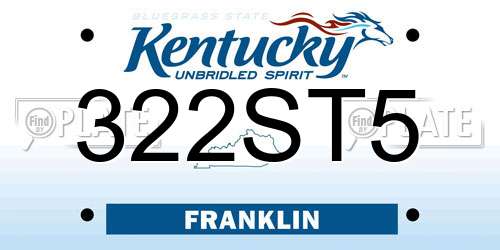 322ST5 Kentucky License Plate