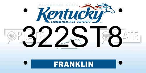 322ST8 Kentucky License Plate