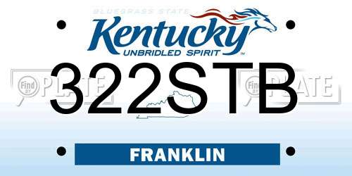 322STB Kentucky License Plate