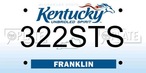 322STS Kentucky License Plate