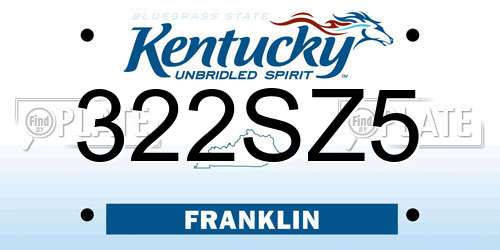 322SZ5 Kentucky License Plate
