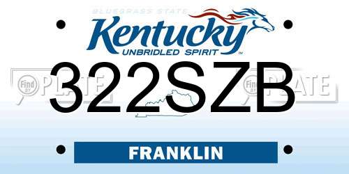 322SZB Kentucky License Plate