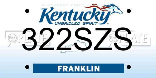 322SZS Kentucky License Plate