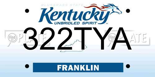 322TYA Kentucky License Plate