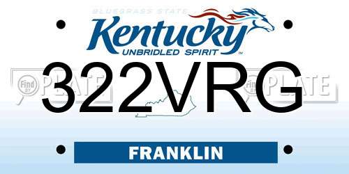 322VRG Kentucky License Plate