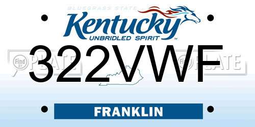 322VWF Kentucky License Plate