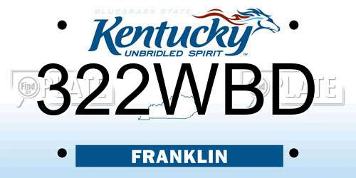 322WBD Kentucky License Plate
