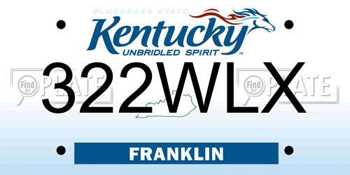 322WLX Kentucky License Plate