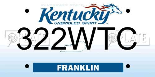 322WTC Kentucky License Plate