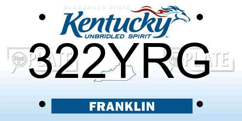 322YRG Kentucky License Plate