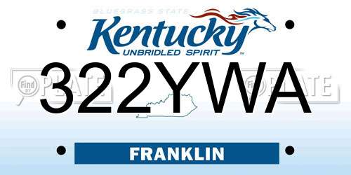 322YWA Kentucky License Plate