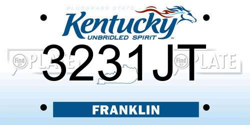 3231JT Kentucky License Plate