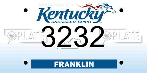 3232 Kentucky License Plate