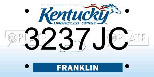 3237JC Kentucky License Plate
