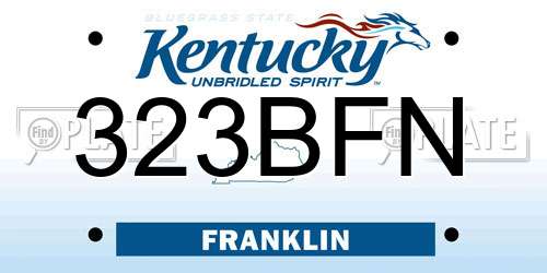 323BFN Kentucky License Plate