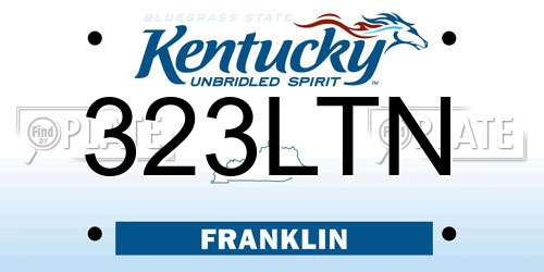 323LTN Kentucky License Plate