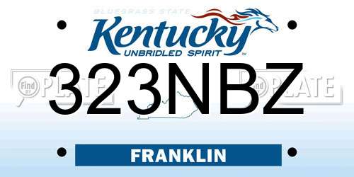 323NBZ Kentucky License Plate