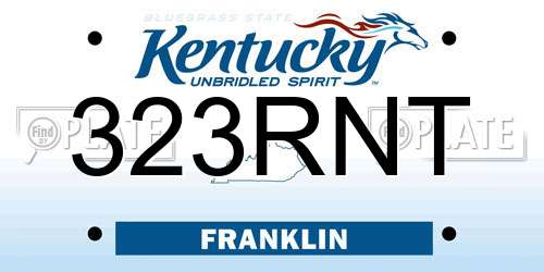 323RNT Kentucky License Plate