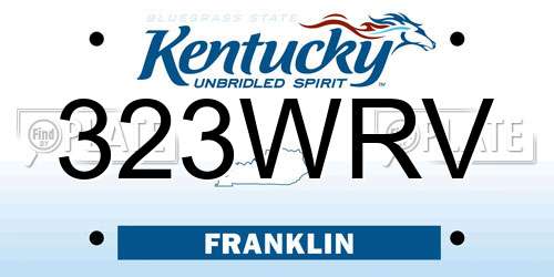 323WRV Kentucky License Plate