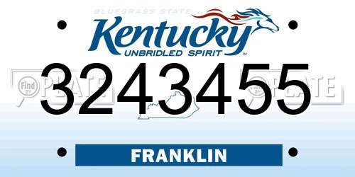 3243455 Kentucky License Plate