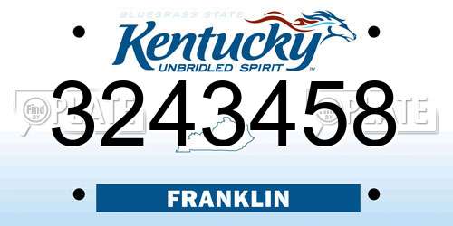 3243458 Kentucky License Plate